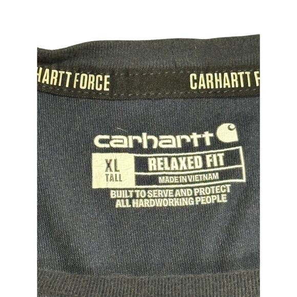 Carhartt Force Relaxed Fit Short Sleeve Pocket T Shirt Navy XLT 106652126 - Picture 3 of 9